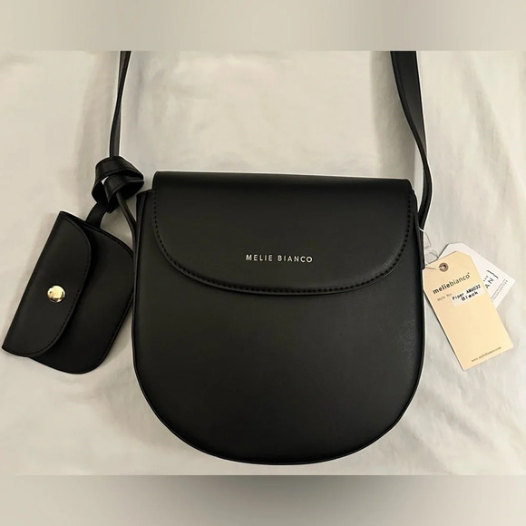 NWT Melie Bianco Piper Vegan Leather Crossbody Bag Black - Picture 1 of 12